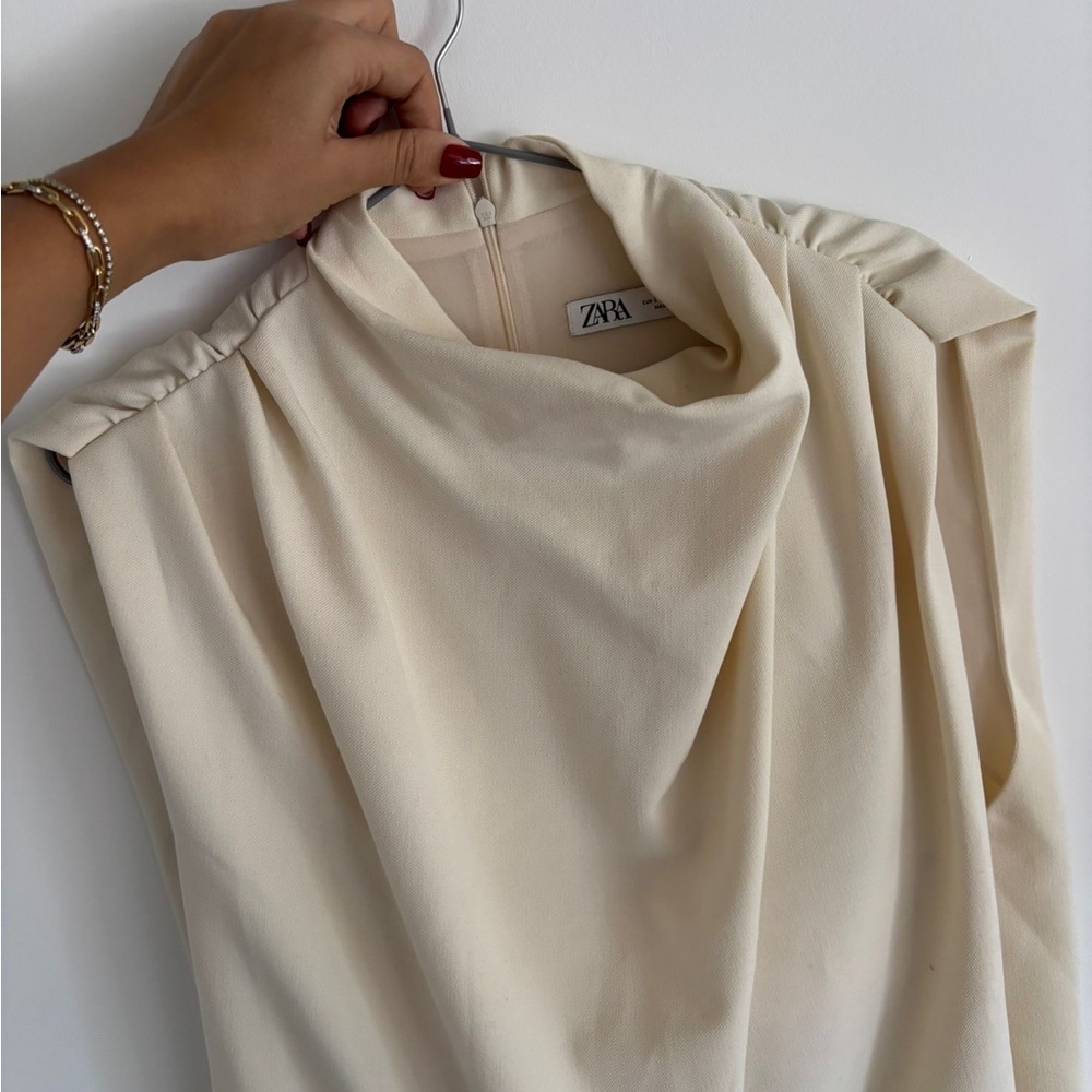 Zara Cream Draped Blouse - Picture 2 of 2